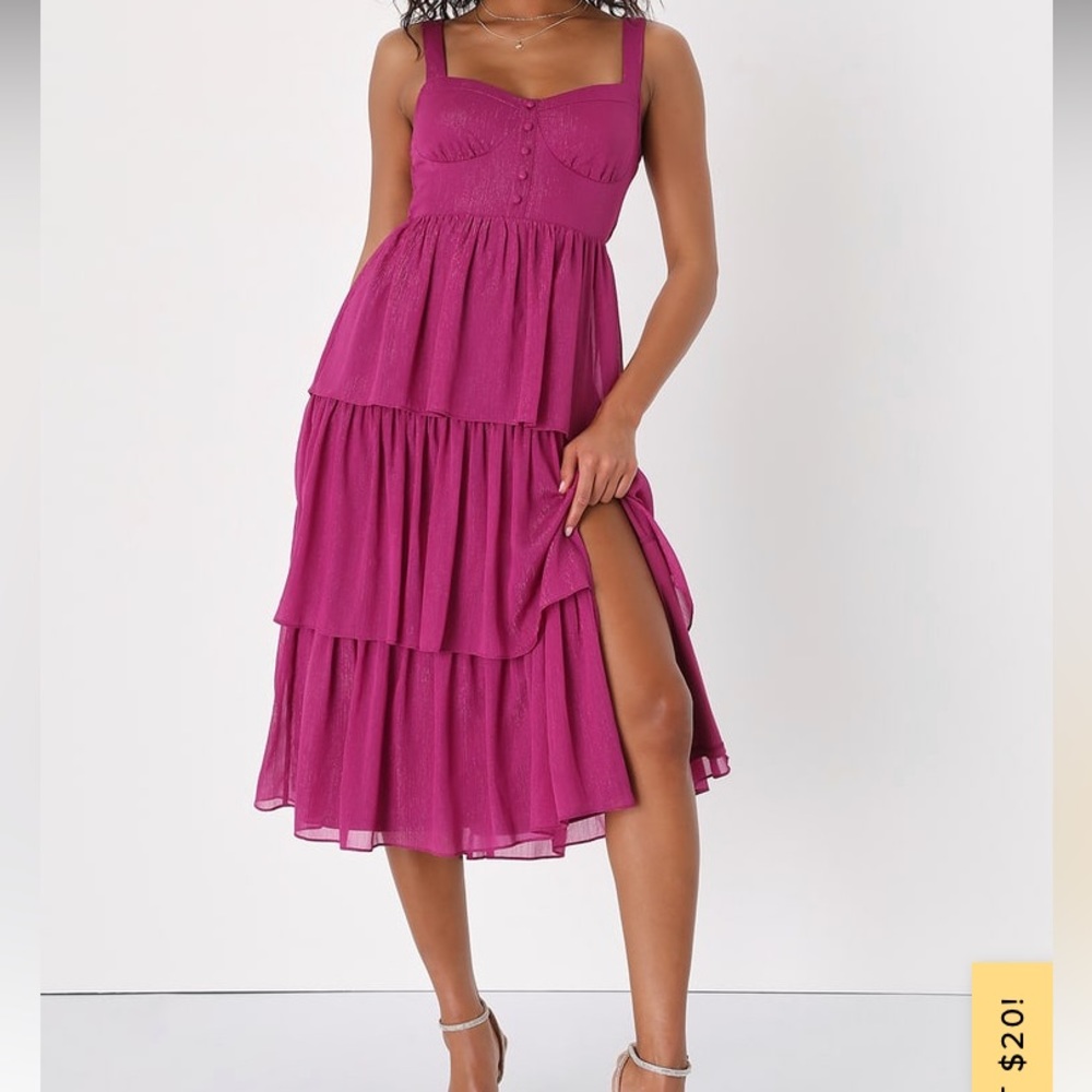 Lulu's Magenta Tiered Wedding Dress